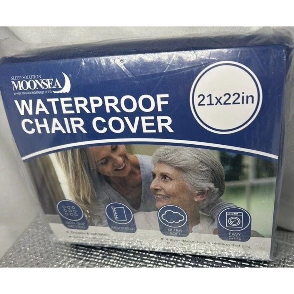 Moonsea Waterproof Chair Cover 21x22in Navy Blue Quilted Absorbent Non-Slip Pad